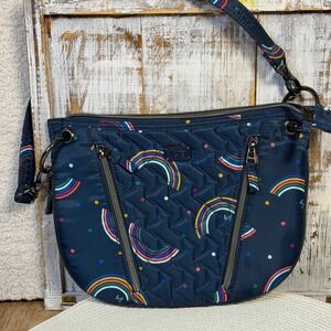 Lug Rainbow Dot Quilted Crossbody Bag Navy Blue Adjustable Strap NWOT